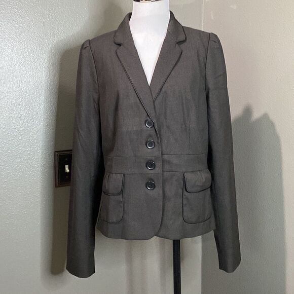 Halogen Black and Brown Small Houndstooth Print Blazer Jacket Stretch - Picture 13 of 13